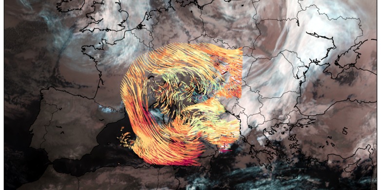 Enlarged view: Clouds and blocked flow