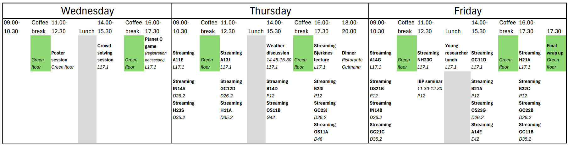 the AGU program schedule